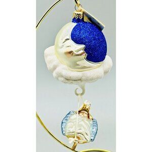 Patricia Breen See Him Sleep Glittered Sky 1999 2 piece Christmas Ornament 9935